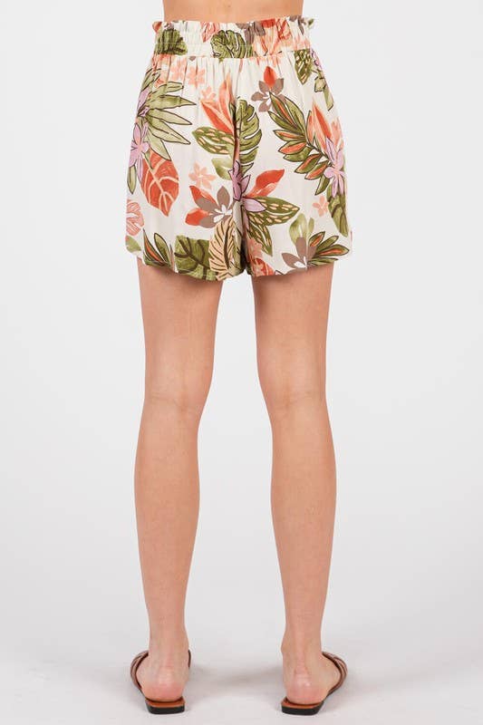 CORAL FLORAL SHORTS