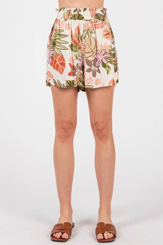 CORAL FLORAL SHORTS