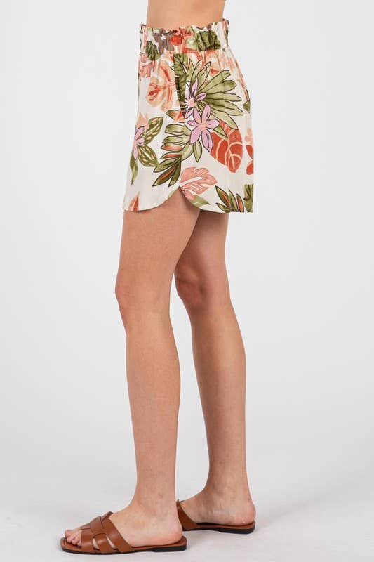 CORAL FLORAL SHORTS