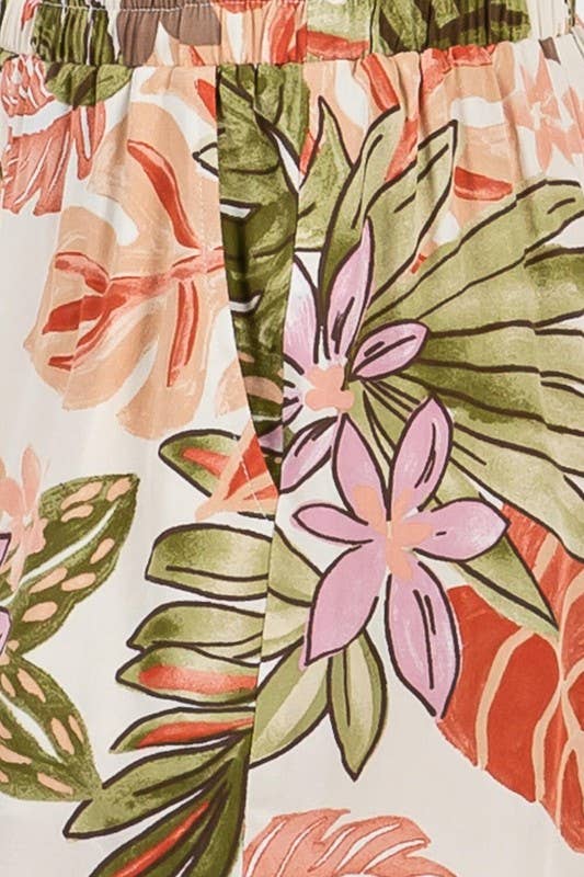 CORAL FLORAL SHORTS